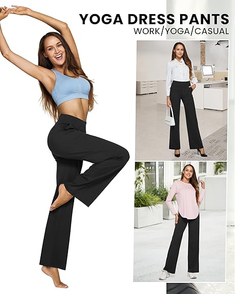 G4Free Yoga Pants Women Wide Leg Pants with Pockets High Waist Stretch Dress Casual Sweatpants Petite/Regular/Tall